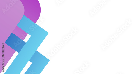 A creative background featuring purple circular shapes and blue interlocking ribbons, with copy space area. Ideal for tech, design, or corporate visuals needing a modern, vibrant and energetic mood.