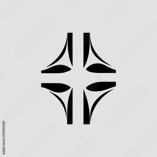 Simple cross silhouette elegant faith religious icon minimal clean vector illustration with white background