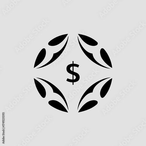 Dollar sign silhouette minimal finance symbol clean money icon elegant vector design with white background