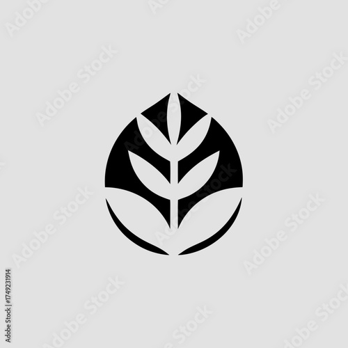 Single leaf silhouette clean nature icon minimal eco concept elegant vector design with white background