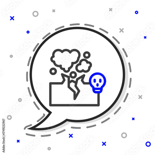 Line Poisonous cloud of gas or smoke icon isolated on white background. Stink bad smell, smoke or poison gases, chemical toxic vapour. Colorful outline concept. Vector