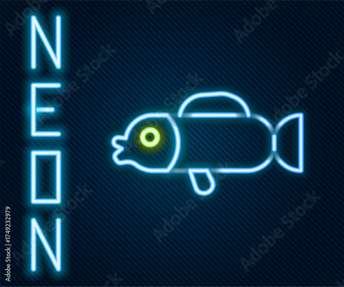 Glowing neon line Puffer fish icon isolated on black background. Fugu fish japanese puffer fish. Colorful outline concept. Vector