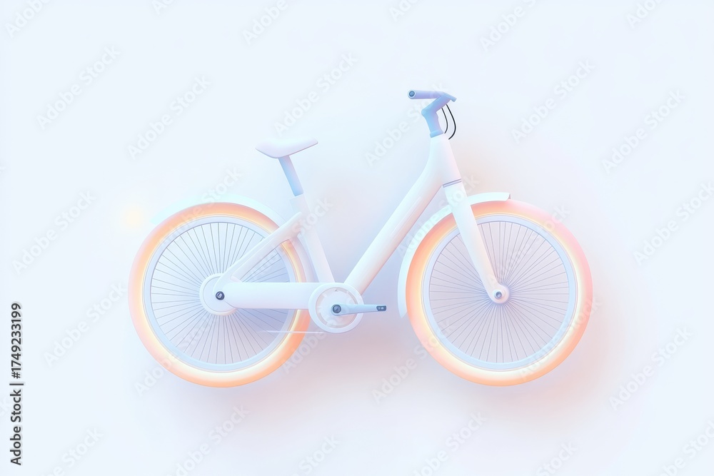 Obraz premium Minimalist bicycle design concept in soft pastel tones, ideal for modern transportation themes