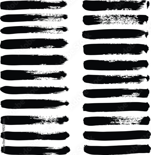 Abstract Composition of Parallel Brushstrokes Creating a Rhythmic Pattern Black Marks on White Backdrop Visual Texture and Dynamic Design Brush