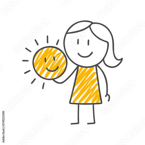 The Light of Optimism A Cheerful Individual Smiling and Holding a Bright Sun in Their Hand.
