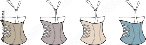 Variations of Corset Illustrations with Lacing