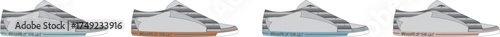 Set of Colorful Low Top Sneakers Illustration Collection
