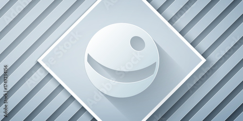 Paper cut Beach ball icon isolated on grey background. Children toy. Paper art style. Vector