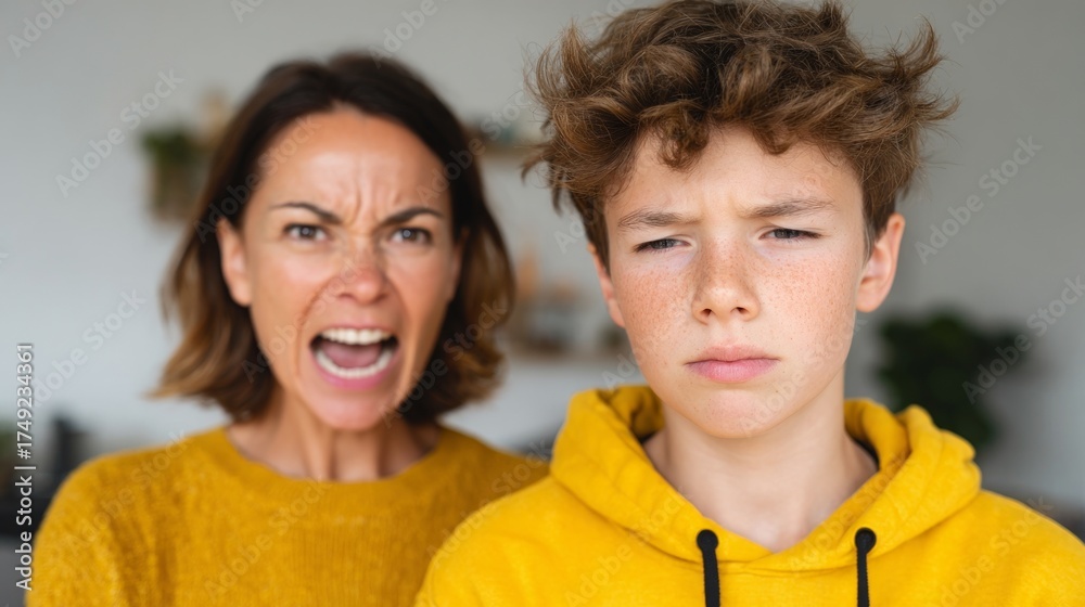 Obraz premium Woman and child in living room.