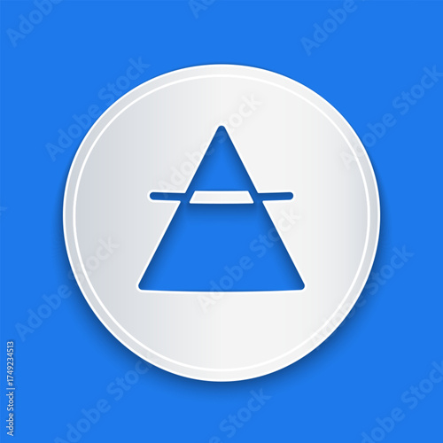 Paper cut Air element of the symbol alchemy icon isolated on blue background. Basic mystic elements. Paper art style. Vector