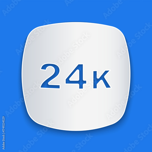 Paper cut Gold bars 24k icon isolated on blue background. Banking business concept. Paper art style. Vector