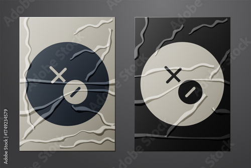 White Venus symbol icon isolated on crumpled paper background. Astrology, numerology, horoscope, astronomy. Paper art style. Vector