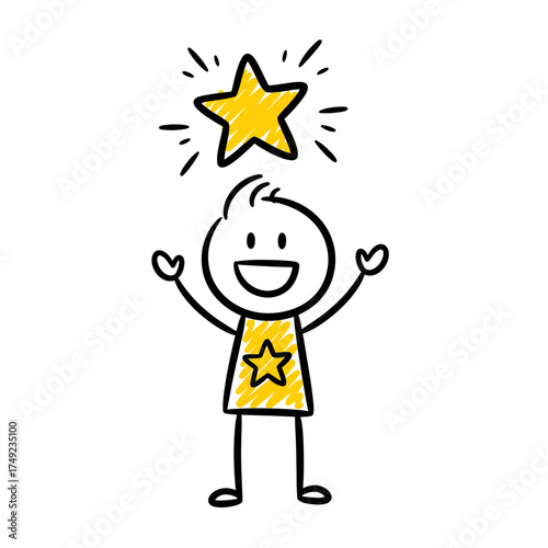 Stick Figure with a Shining Star