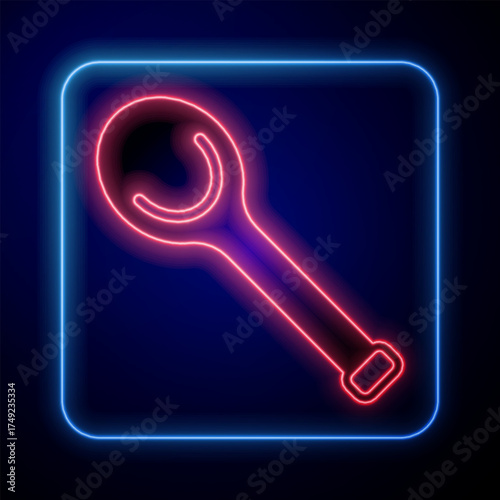 Glowing neon Sauna ladle icon isolated on black background. Vector