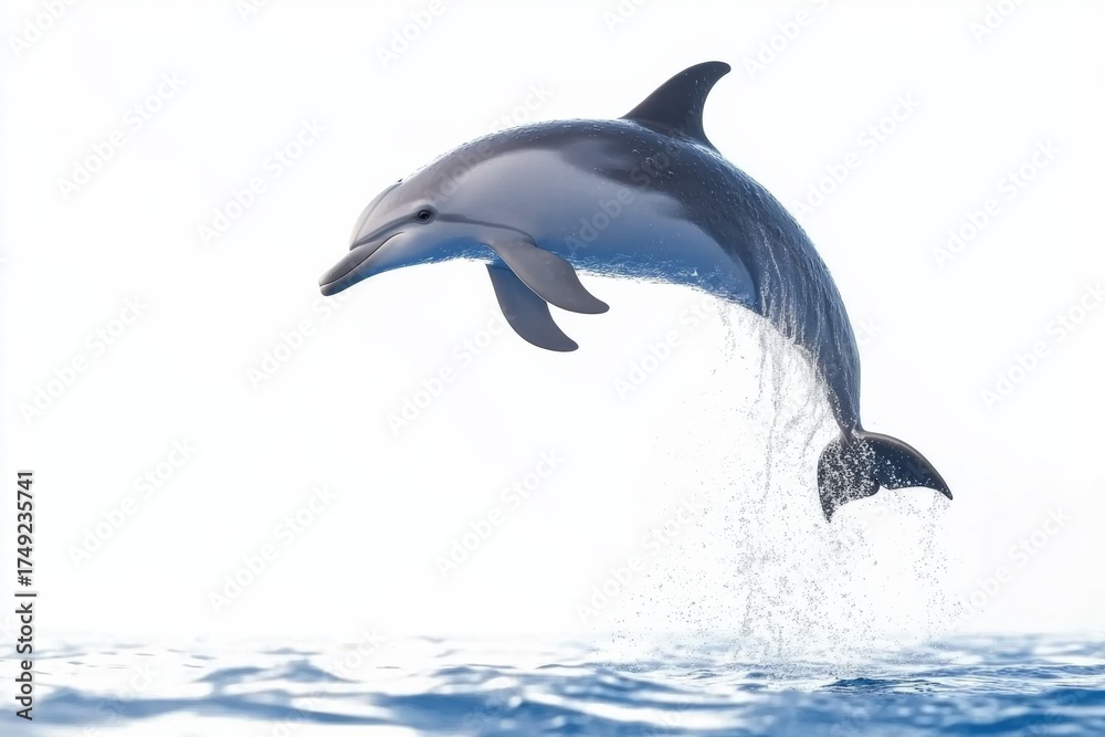 Naklejka premium Majestic dolphin leaping from ocean waves capturing marine beauty