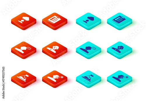 Set Mountains with flag on top, Addiction the drug, Online psychological counseling, Tear cry eye, Psychological test and Depression and frustration icon. Vector