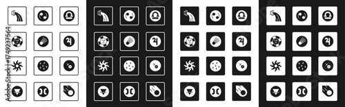 Set Libra zodiac, Comet, Sun, Aquarius, Symbol Jupiter, Cancer, Venus symbol and icon. Vector