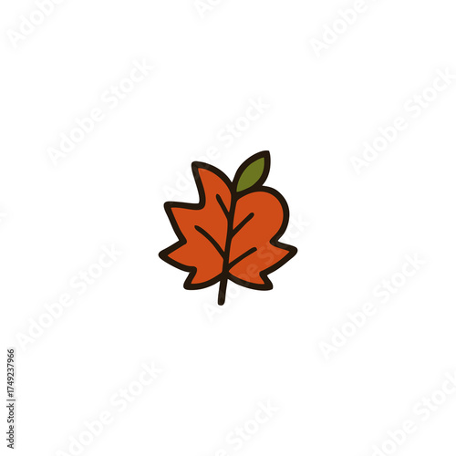Autumn Leaf Icon – Flat Thanksgiving and Fall Season Symbol for Harvest Celebration, Nature, and Seasonal Design
