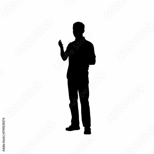 Counselor explaining detox steps silhouette isolated on white background