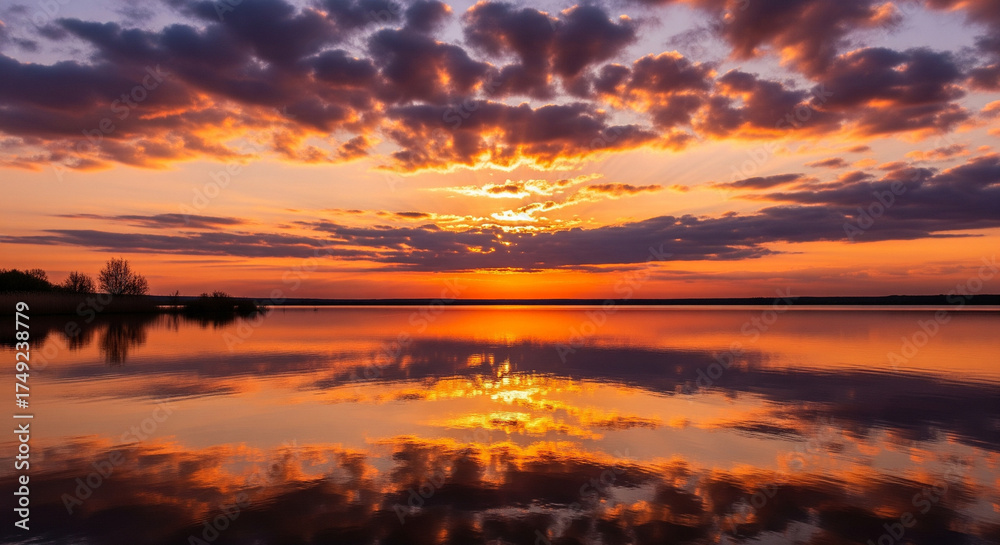 Naklejka premium sunset over the sea