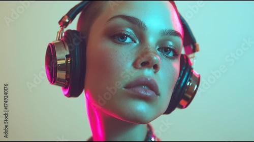Wallpaper Mural Sensual fashion girl listen to music Torontodigital.ca
