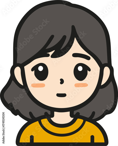 Female avatar profile icon with bob hair and friendly face for user identity