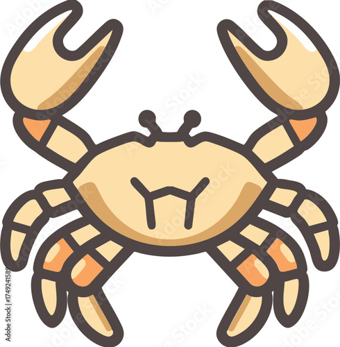 Crab icon with raised claw for seafood cuisine ocean life and fishery
