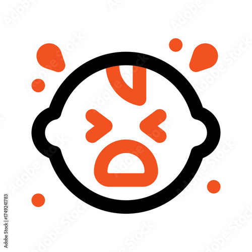 baby cry outline color icon