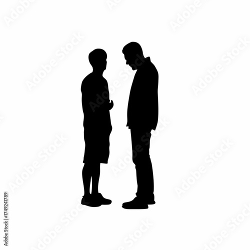 Counselor listening to patient confession silhouette isolated on white background