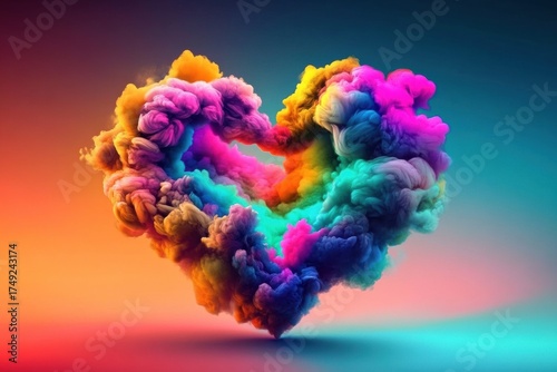 Colorful Heart Shaped Cloud in the Sky: A Beautiful Natural digital art piece that appears