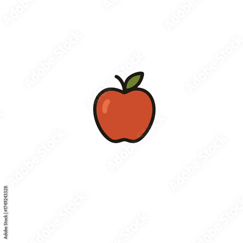 Apple Fruit Icon – Flat Vector Illustration for Autumn Harvest, Healthy Food, and Thanksgiving Design