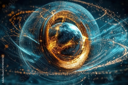 Unveiling Quantum Physics: A Journey into the World of Subatomic digital illustration planet surrounded by