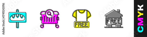 Set Donation food, Searching for, Clothes donation and Shelter homeless icon. Vector