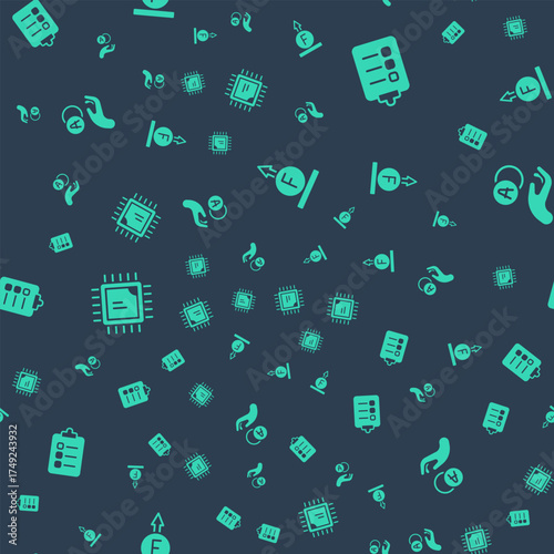 Set Force of physic formula, To do list planning, Processor CPU and Atom on seamless pattern. Vector
