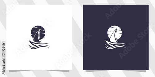 sailing yacht silhouette logo design