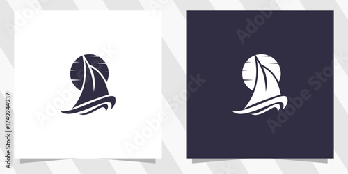 sailing yacht silhouette logo design