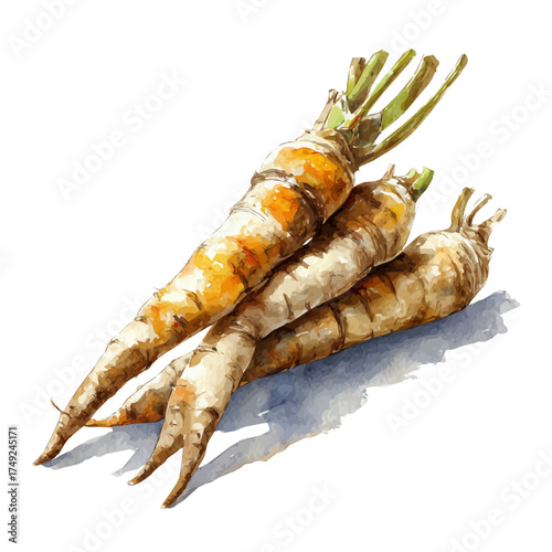 Arrowroot watercolor vector illustration, high-quality artwork isolated on a pure white background.