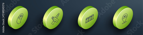 Set Isometric line Spray can nozzle cap, Marker pen, Paint spray and icon. Vector