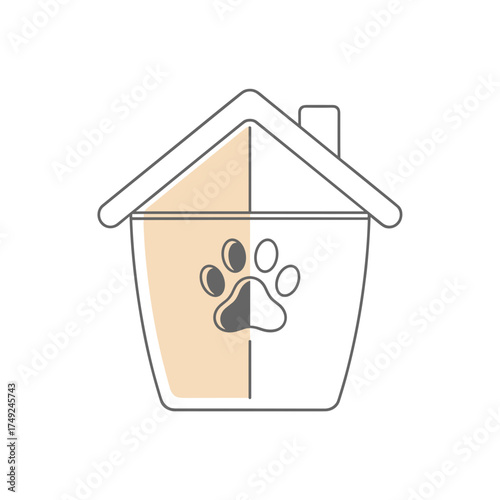 Pet cremation urn shaped like house with paw print