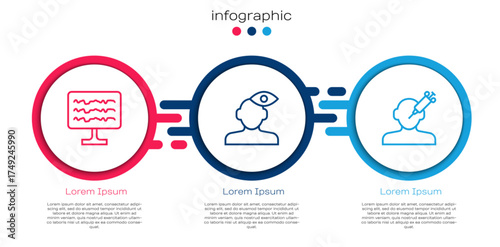 Set line Encephalogram, Solution problem in psychology and Addiction to the drug. Business infographic template. Vector