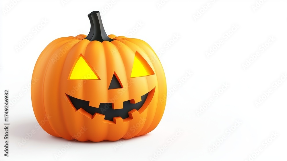 Fototapeta premium Realistic Halloween Pumpkin with Bumpy Texture and Subtle Glow Effect