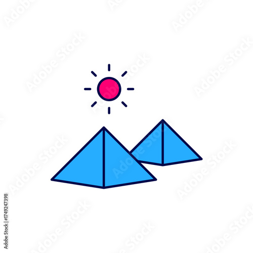 Filled outline Egypt pyramids icon isolated on white background. Symbol of ancient Egypt. Vector