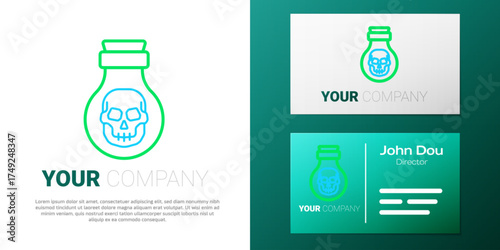 Line Poison in bottle icon isolated on white background. Bottle of poison or poisonous chemical toxin. Colorful outline concept. Vector