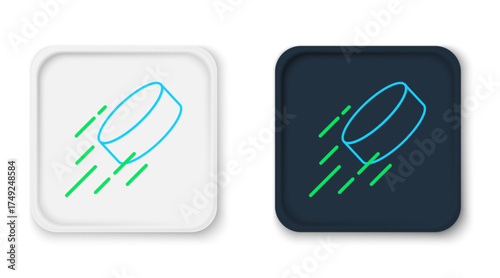 Line Hockey puck icon isolated on white background. Colorful outline concept. Vector