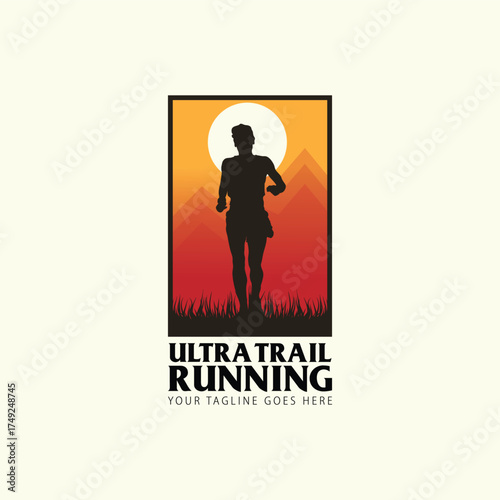 ultra trail run illustratin image for background