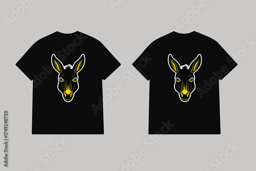 Black donkey head graphic on t shirt graphic design