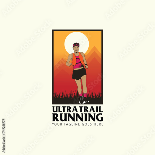 ultra trail run illustratin image for background
