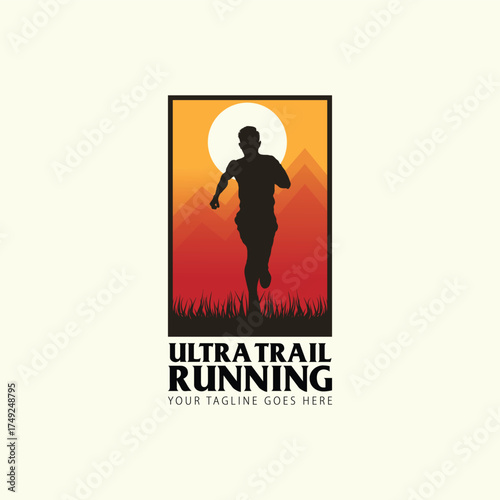 ultra trail run illustratin image for background