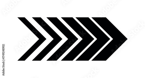 Black arrow vector icon symbolizing direction forward progress movement speed technology minimalistic chevron graphic simple shape dynamic navigation clean interface icon on transparent background