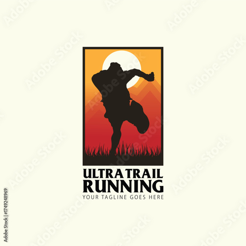 ultra trail run illustratin image for background
